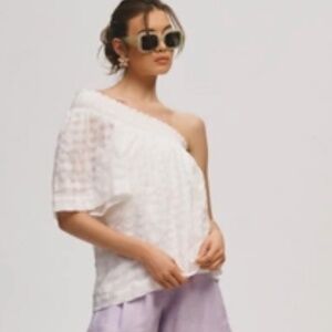 Maeve One-Shoulder Ruffle Sleeve Blouse